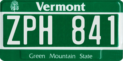 VT license plate ZPH841