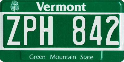 VT license plate ZPH842