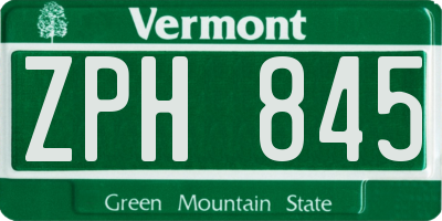 VT license plate ZPH845
