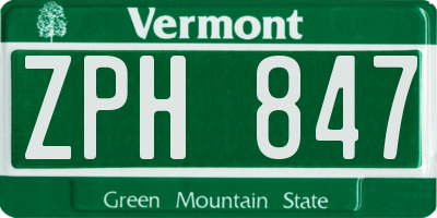 VT license plate ZPH847