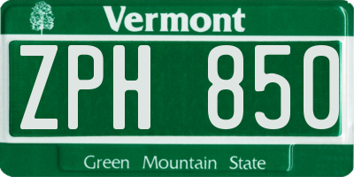 VT license plate ZPH850