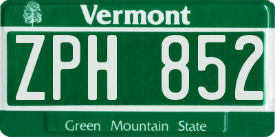 VT license plate ZPH852