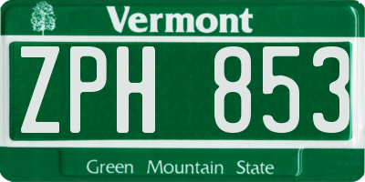 VT license plate ZPH853