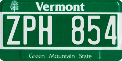 VT license plate ZPH854