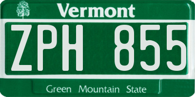 VT license plate ZPH855
