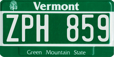 VT license plate ZPH859