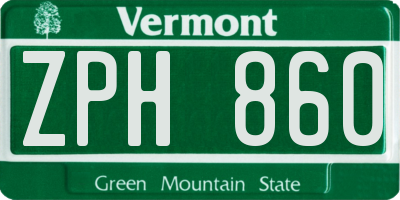 VT license plate ZPH860