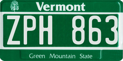 VT license plate ZPH863