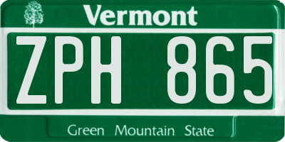 VT license plate ZPH865