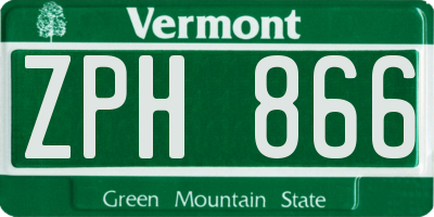 VT license plate ZPH866