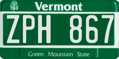 VT license plate ZPH867