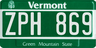 VT license plate ZPH869