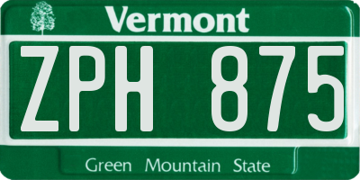 VT license plate ZPH875