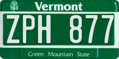 VT license plate ZPH877