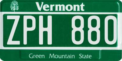 VT license plate ZPH880