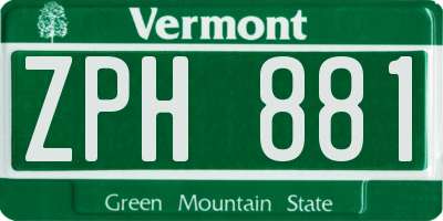 VT license plate ZPH881