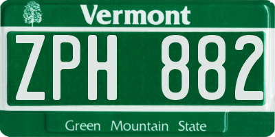 VT license plate ZPH882