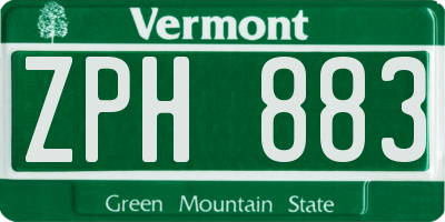 VT license plate ZPH883