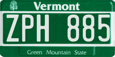 VT license plate ZPH885