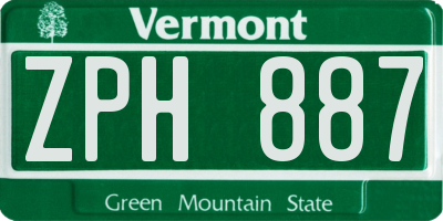 VT license plate ZPH887