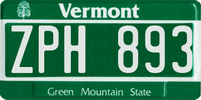 VT license plate ZPH893