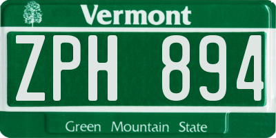 VT license plate ZPH894