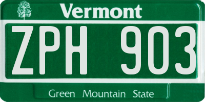 VT license plate ZPH903