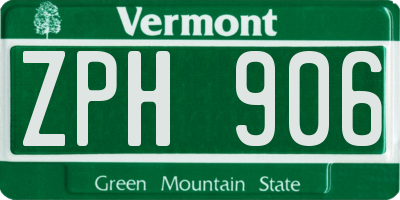VT license plate ZPH906