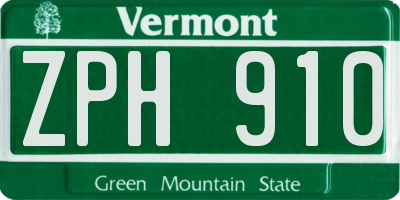 VT license plate ZPH910