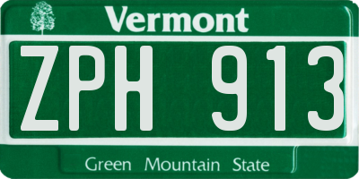 VT license plate ZPH913