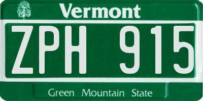 VT license plate ZPH915