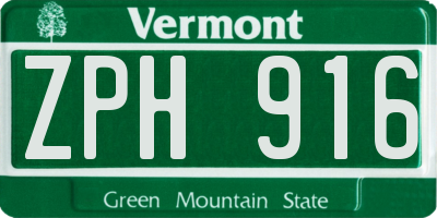 VT license plate ZPH916