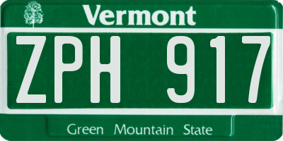 VT license plate ZPH917