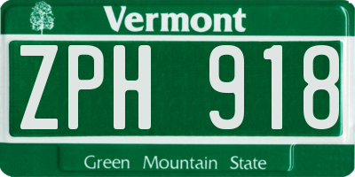 VT license plate ZPH918