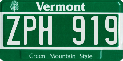 VT license plate ZPH919