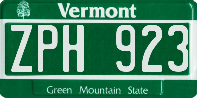 VT license plate ZPH923