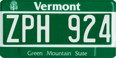 VT license plate ZPH924