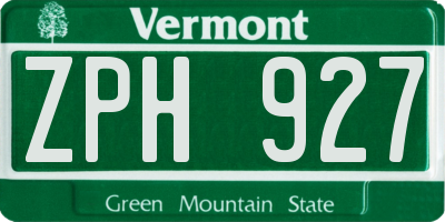 VT license plate ZPH927