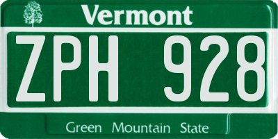 VT license plate ZPH928