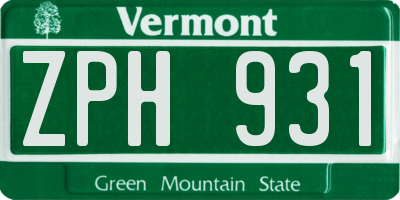 VT license plate ZPH931