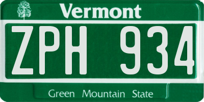 VT license plate ZPH934