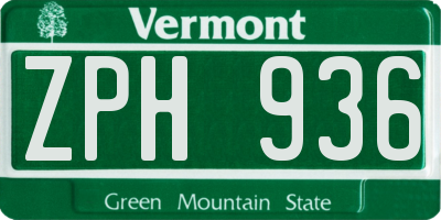 VT license plate ZPH936