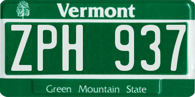 VT license plate ZPH937