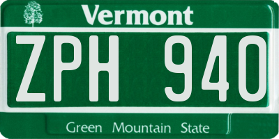 VT license plate ZPH940