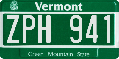 VT license plate ZPH941