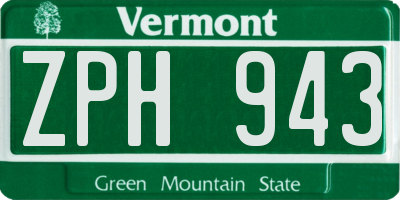VT license plate ZPH943
