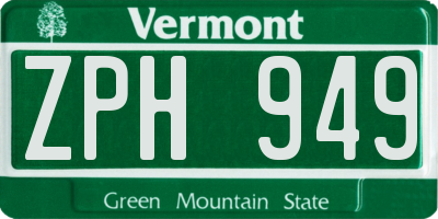VT license plate ZPH949
