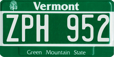 VT license plate ZPH952
