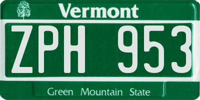 VT license plate ZPH953