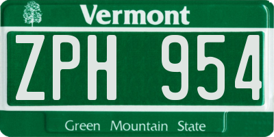 VT license plate ZPH954